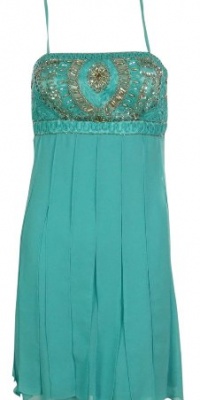 Studio SW Beaded Chiffon Panel Dress (0, Light Jade)