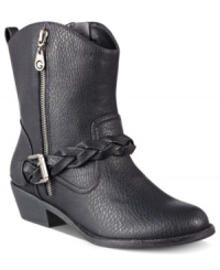 Let your style do all the talking for you. G by GUESS' Wissper booties are small, but mighty--with a braided strap around the ankle and a zipper that stretches up the shaft.