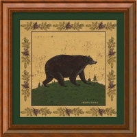 Folk Bear by Warren Kimble, Framed Print Art - 14 x 14