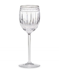 A stemware collection of utter sophistication. Vintage Jewel Platinum wine glasses are designed in multifaceted, full lead crystal with delicately tapered stems and polished platinum rims.