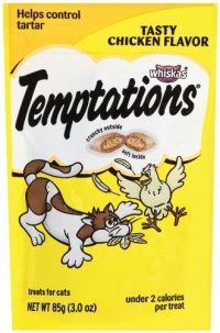 Whiskas Temptations Tasty Chicken Flavour Treats for Cats, 3-Ounce Pouches (Pack of 12)