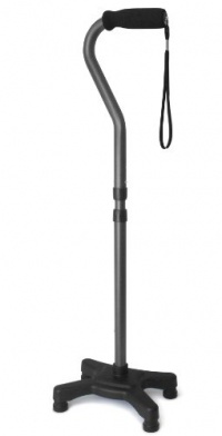 Ez2care Adjustable Lightweight Folding Quad Cane, Metallic Black