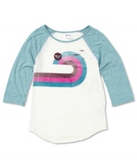 Lets play some ball with this easy breezy raglan style tee by Roxy.