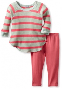 Splendid Littles Baby-Girls Newborn Pop Thermal Tunic Set, Julep/Neon Pink, 6-12