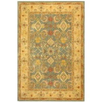 Safavieh Anatolia Collection Handmade Light Blue and Ivory Hand-Spun Wool Area Rug, 6-Feet by 9-Feet