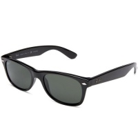 Ray Ban RB2132 New Wayfarer Sunglasses - 901/58 Black (Crystal Green Polarized Lens) - 52mm