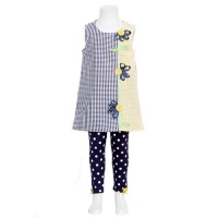 Bonnie Jean Little Girls 5 Navy Yellow Check Sundress Capri Outfit