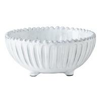 Handmade from Venetian terra marrone, or brown clay, this white footed bowl brings a note of rustic elegance to your dining table.