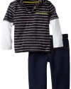 Calvin Klein Boys 2-7 Twofer Hooded Top With Jeans, Black, 4T