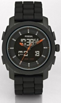 Fossil Machine Silicone Watch - Black with Orange