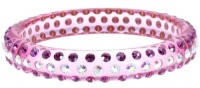 Trendy Lucite/Clear Pink Acrylic Bangle Bracelet with Colorful Multicolor Crystal Rhinestones