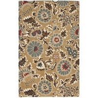 Safavieh Blossom Collection BLM912C Handmade Beige and Multi Hand Spun Wool Area Rug, 4-Feet by 6-Feet