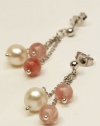 mmpearl(Michael Mikado) 7.5-8.0mm White Cultured Pearl with Crystal Chain-drop Earrings