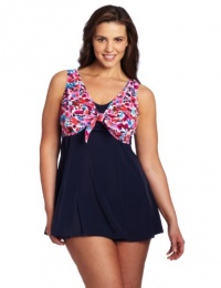 Fit 4 U Women's Plus-Size Botanic Tie Front Swimdress