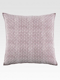 A small-scale circular print is a pretty complement to larger patterns, in 300-thread count cotton percale with hand-stitched edging.Hidden zip closure26 X 26CottonMachine washImported