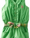 U.S. Polo Assn. Girls 2-6X Ruffled Button-Up Romper