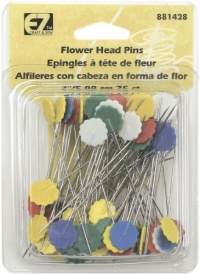 Wrights 881428 Flower Head Multicolor Pins, 75-Pack