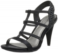 Kenneth Cole REACTION Women's Know It T-Strap Sandal,Black Satin,7.5 M US