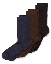 Lauren Ralph Lauren's microfiber socks are soft and stretchy with a textured, plaid pattern.