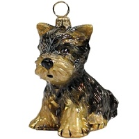 Mouth blown and hand painted by some of the finest artists in Poland, this Yorkie ornament is a favorite for hanging on the tree. This collection has been taken to a whole new level in detail, uniqueness and artistic direction.