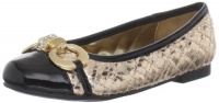 Nina Gulia Ballet Flat (Little Kid/Big Kid),Black Patent/Embosses Gold,2 M US Little Kid