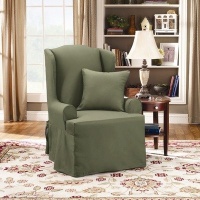 Sure Fit 107926246C_LODN Twill Supreme Wing Chair Slipcover, Loden