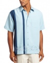 Cubavera Men's Short Sleeve Woven with Side Panel and Embroidered Detail