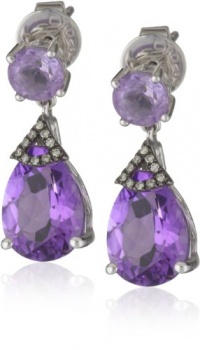 Badgley Mischka Fine Jewelry Champagne Diamonds Light and Dark Amethyst Earrings