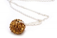 Champagne Color Crystals Ball Pendant, Includes Sterling Silver 18 Inch Chain, Now At Our Lowest Price Ever but Only for a Limited Time!