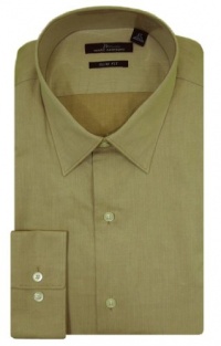 Marc Anthony Men's Long Sleeve Slim Fit 100% Cotton Dress Shirt, Tan