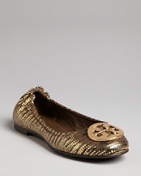 Get ready to snake it in these embossed Tory Burch flats that will make you feel like a golden girl, a high-fashion update to the designer's favorite Reva ballets.