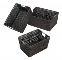 Whitmor 6500-1959 Set of 3 Rattique Baskets, Espresso