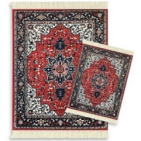 Lextra Tabriz Heriz MouseRug and CoasterRug Set, 10.25 x 7.125 Inches, Red, Navy and White, One MouseRug and One Matching CoasterRug (ATH-S)