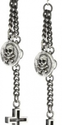 Queen Baby Skull Coin and Cross Chain with Hook Back Drop Earrings