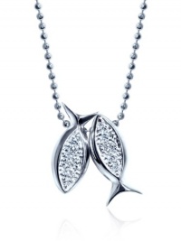 Alex Woo Little Signs Diamond and 14k White Gold Pisces Pendant Necklace