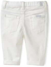 7 For All Mankind Baby-Girls Infant Front Closure Denim Crop and Roll Pant, Clean White, 24 Months