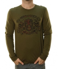 Lucky Brand Men's Primo Knuckle Garage Flowered Skull Logo T-Shirt Green