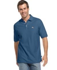 You'll not only look cool but you'll scientifically stay cool with this Tommy Bahama polo made from moisture-managing fabric to keep you dry. Great for outdoor activities like golf or sailing.