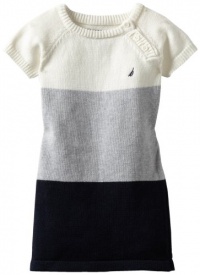 Nautica Sportswear Kids Girls 2-6X Bold Stripe Sweater Dress, Off White, 3T