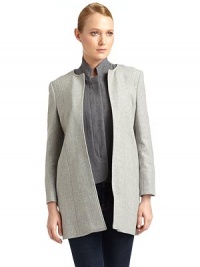 THE LOOKRemovable zip-out jacket detailStand collarZip frontTHE FITAbout 32 from shoulder to hemTHE MATERIALWool/nylon/cashmere/elastaneFully linedCARE & ORIGINDry cleanMade in USAModel shown is 5'8½ (174cm) wearing US size 4. 