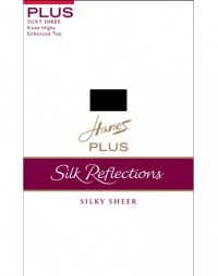 Hanes Silk Reflections Plus Silky Sheer Knee High ET 2 pair pack, One Size-Barely There