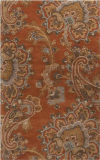 5' x 8' Rectangular Surya Area Rug SEA170-58 Laurel Green/Rosy Clay Color Hand Tufted in India Sea Collection