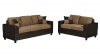 Bobkona Seattle Microfiber Sofa and Loveseat 2-Piece Set in Saddle Color