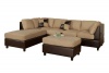 Bobkona Hungtinton Microfiber/Faux Leather 3-Piece Sectional Sofa Set, Hazelnut