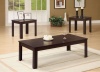 3pc Coffee Table & End Table Set in Dark Walnut Finish