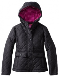 Dollhouse Girls 7-16 Light Weight Quilted Jacket with Hood, Black, 10/12