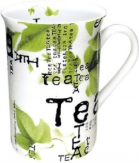 Konitz Tea Collage 10-Ounce Mugs, Set of 4, White/Green