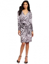 Jones New York Women's Long Sleeve Faux Wrap Dress