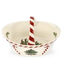 Christmas couldn't be sweeter with Spode's Christmas Tree Peppermint basket. An iconic holiday favorite trimmed in candy stripes and a coordinating handle is a festive gift to holiday homes.