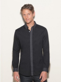 GUESS Diego Color-Blocked Shirt, JET BLACK (XL)